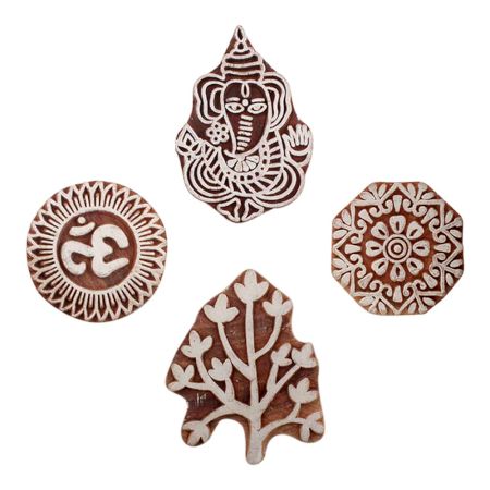 Set of 4 Piece New Mix Wooden Printing Block